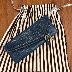 Henri Bendel Blue Croc Clutch
